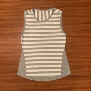 Athleta gray and white striped tank top